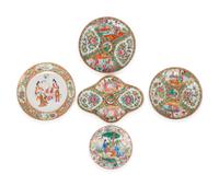 Five Chinese Export Rose Medallion Porcelain Articles