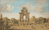 A Set of Five Colored Engravings of Views of China, After Augustin Heckel