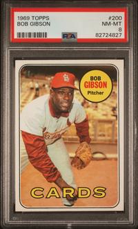 A 1968 Topps Bob Gibson Baseball Card No. 200 (PSA 8 NM-MT)