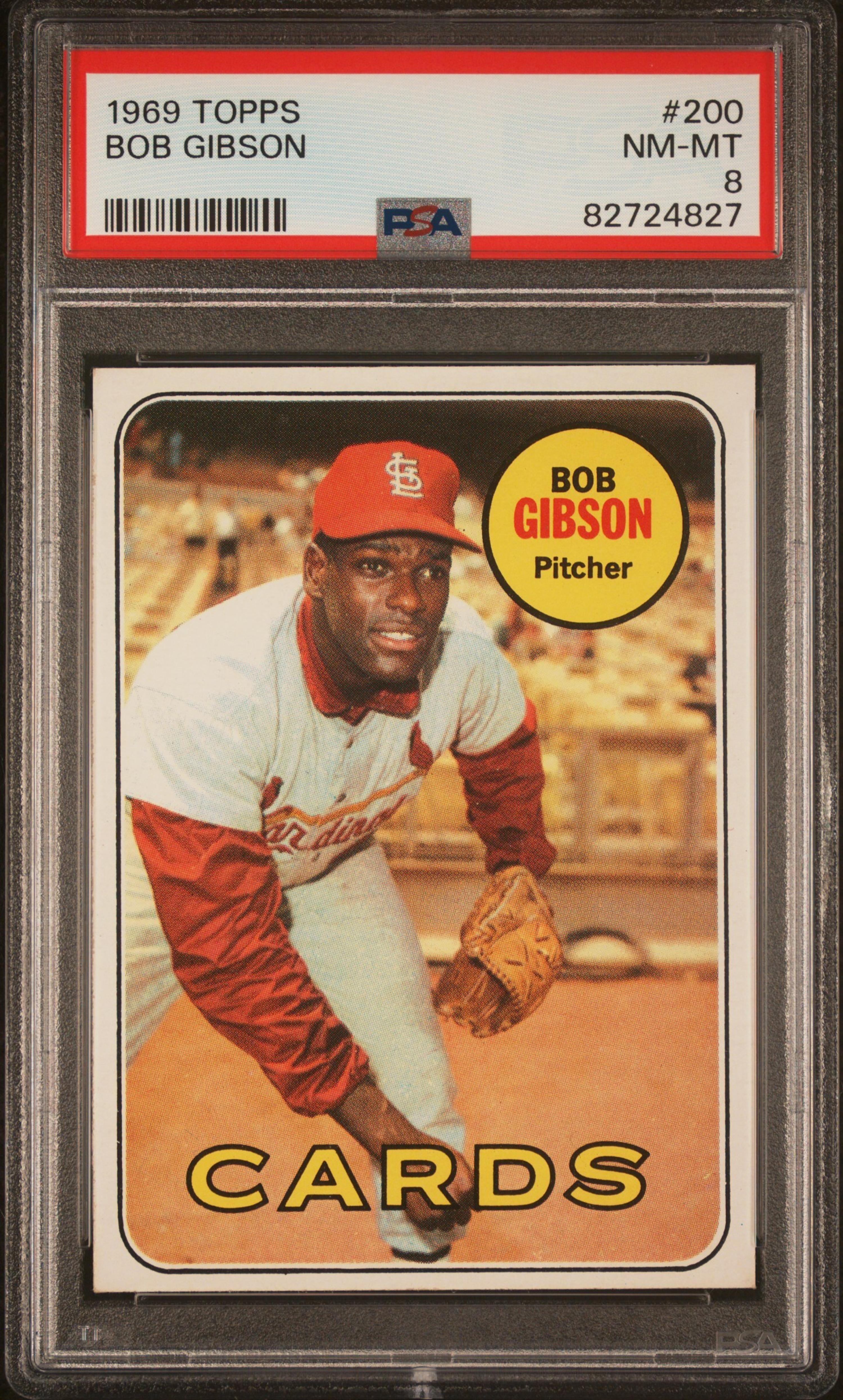 A 1968 Topps Bob Gibson Baseball Card No. 200 (PSA 8 NM-MT)