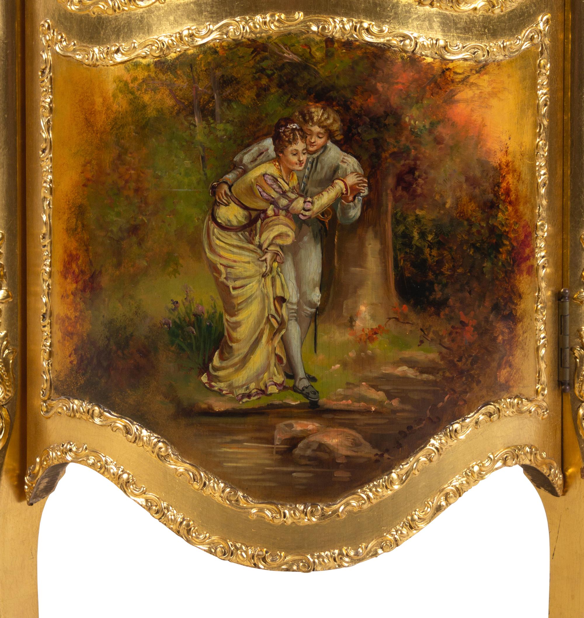 A Vernis Martin Decorated Giltwood Vitrine