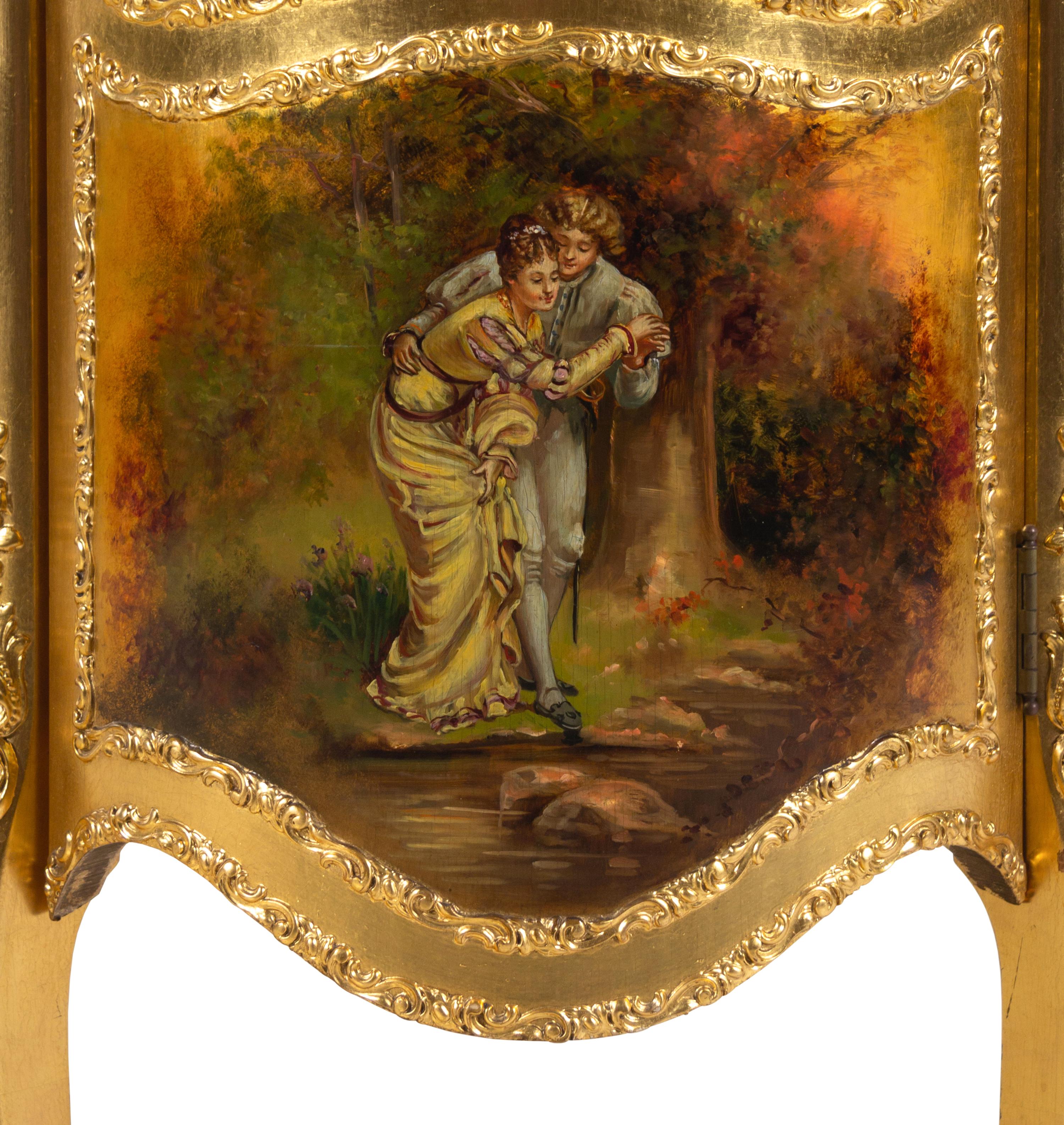 A Vernis Martin Decorated Giltwood Vitrine