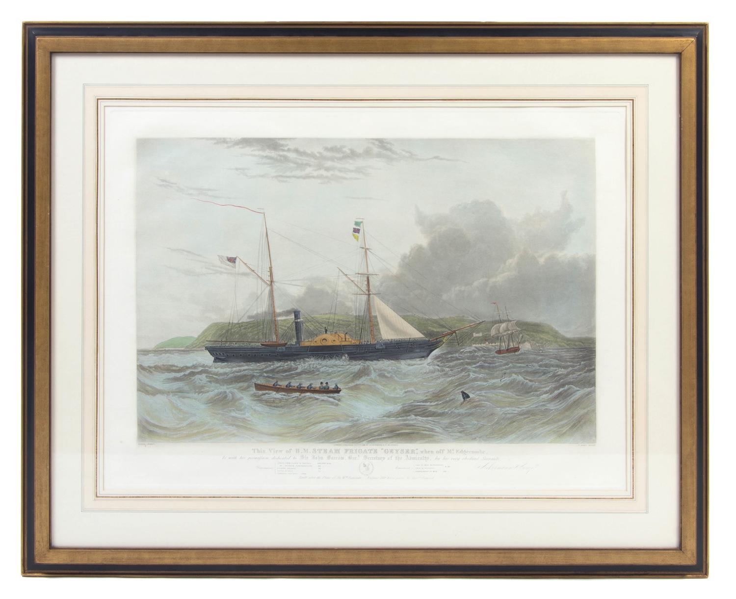 Three Handcolored Nautical Engravings, C. HUNT, CIRCA 1850, Height 29 x 35 1/2 inches (frame). — C. HUNT, CIRCA 1850,