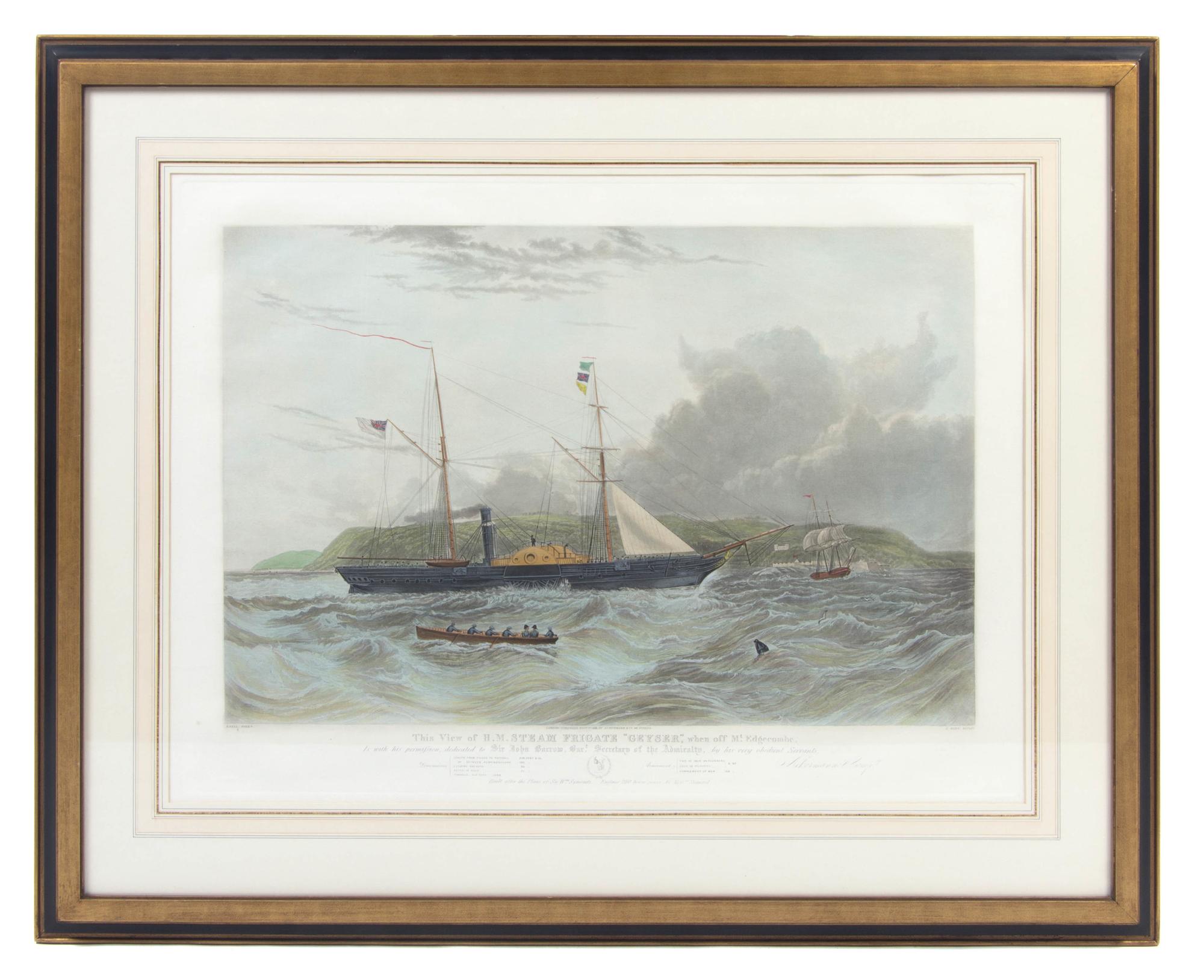 Three Handcolored Nautical Engravings, C. HUNT, CIRCA 1850, Height 29 x 35 1/2 inches (frame). — C. HUNT, CIRCA 1850,