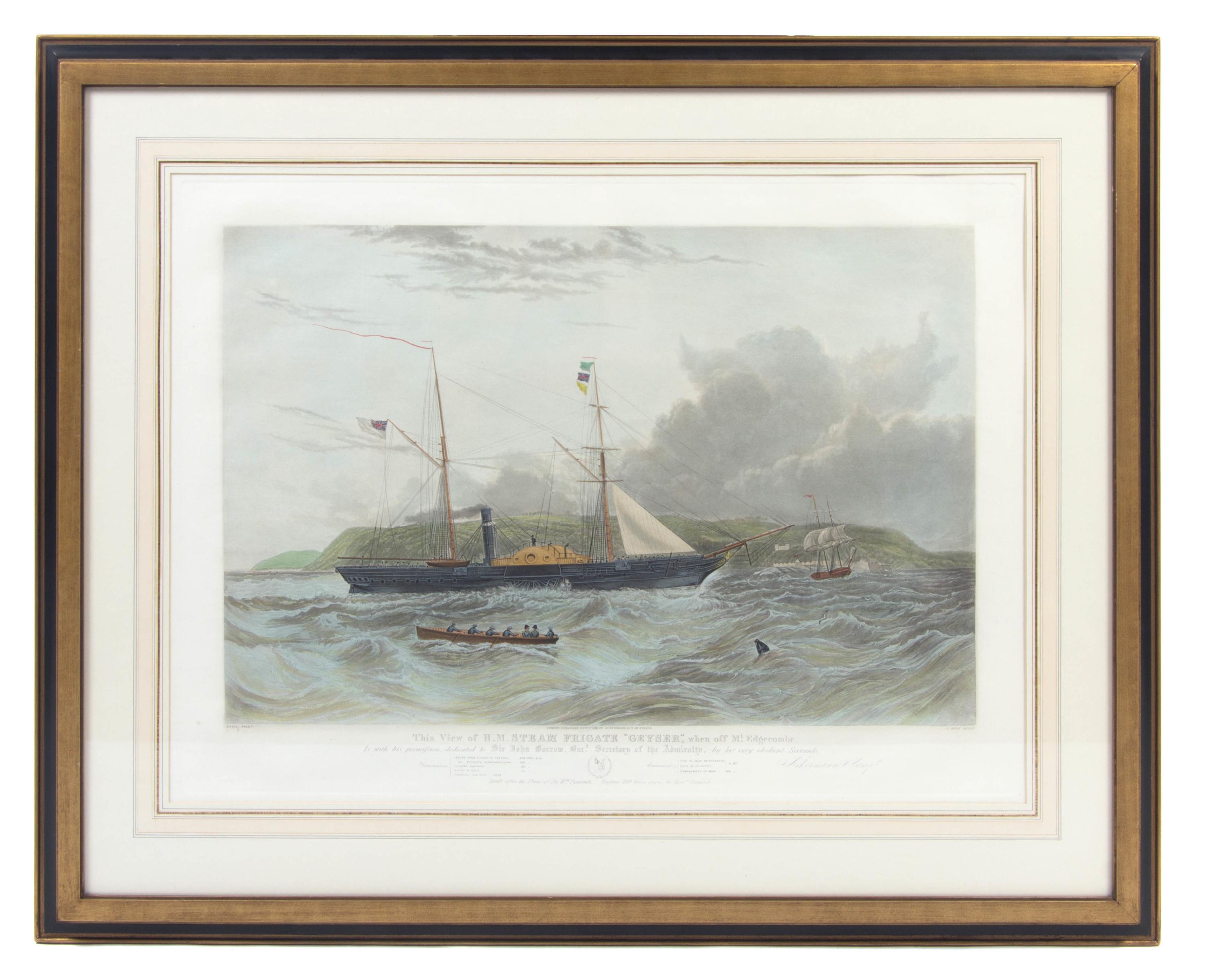 Three Handcolored Nautical Engravings, C. HUNT, CIRCA 1850, Height 29 x 35 1/2 inches (frame). — C. HUNT, CIRCA 1850,