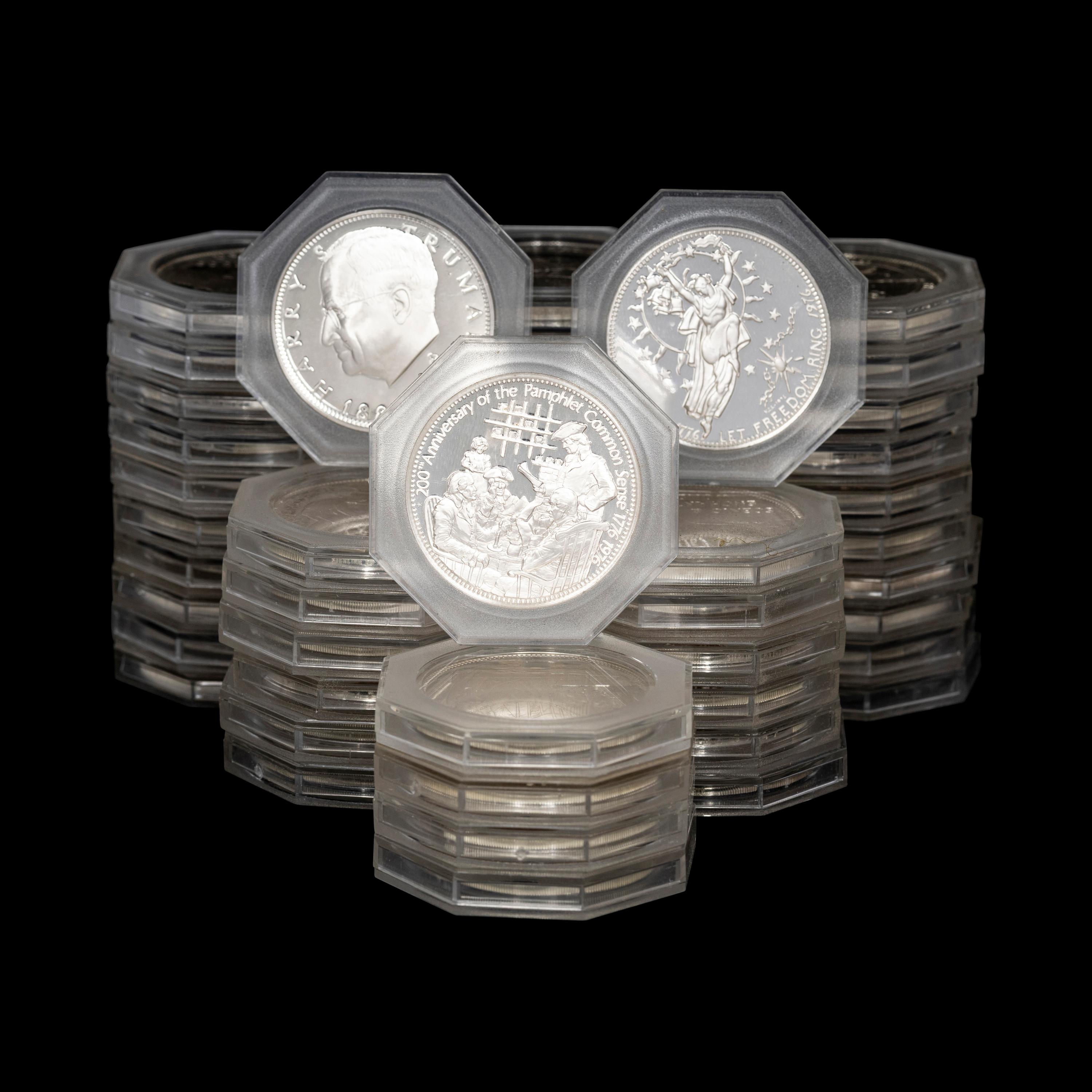 [PRIVATE ISSUE] A Group of 49 Franklin Mint-National Commemorative Society Silver Proof Rounds