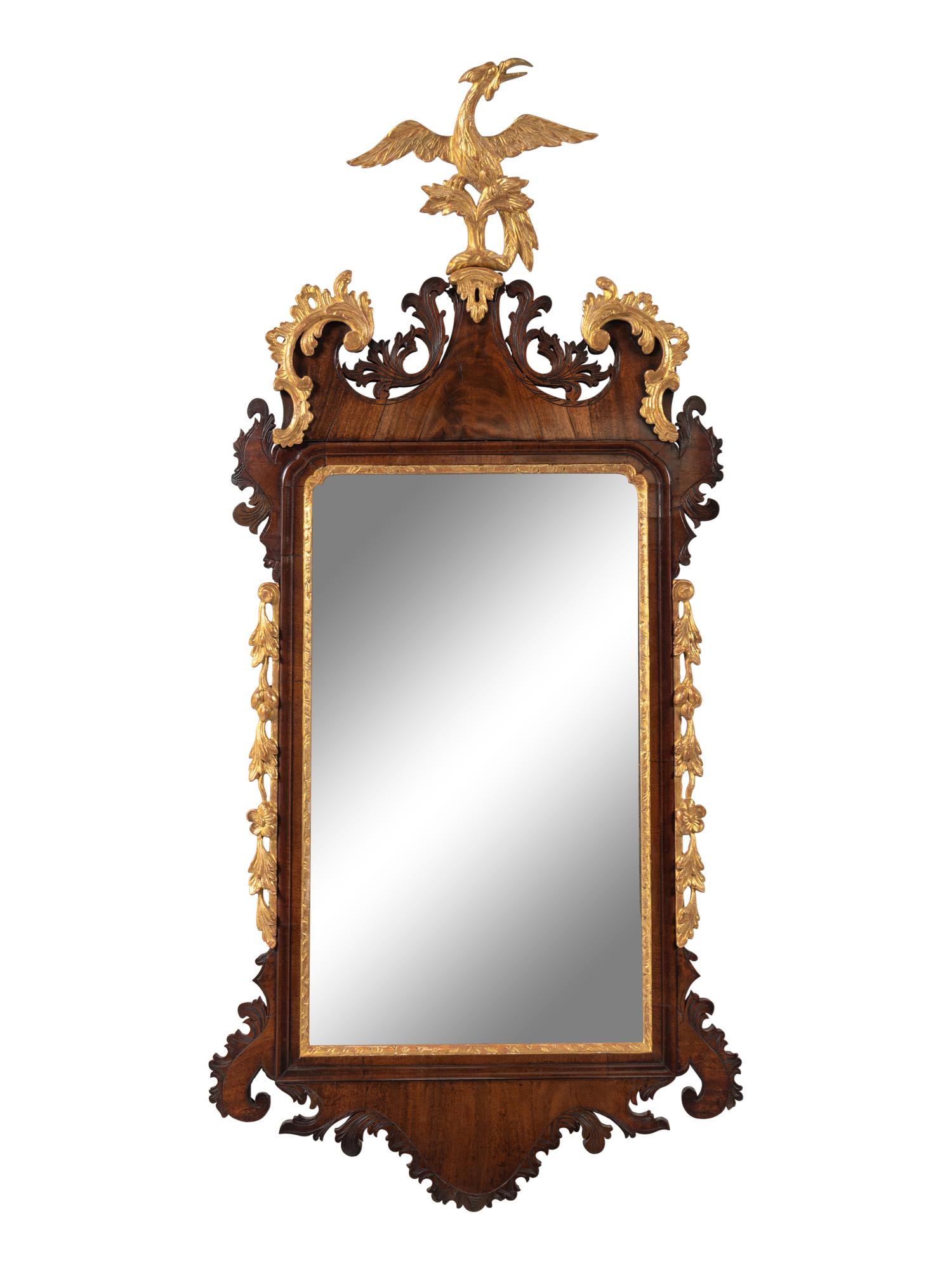A George III Mahogany and Parcel Gilt Mirror