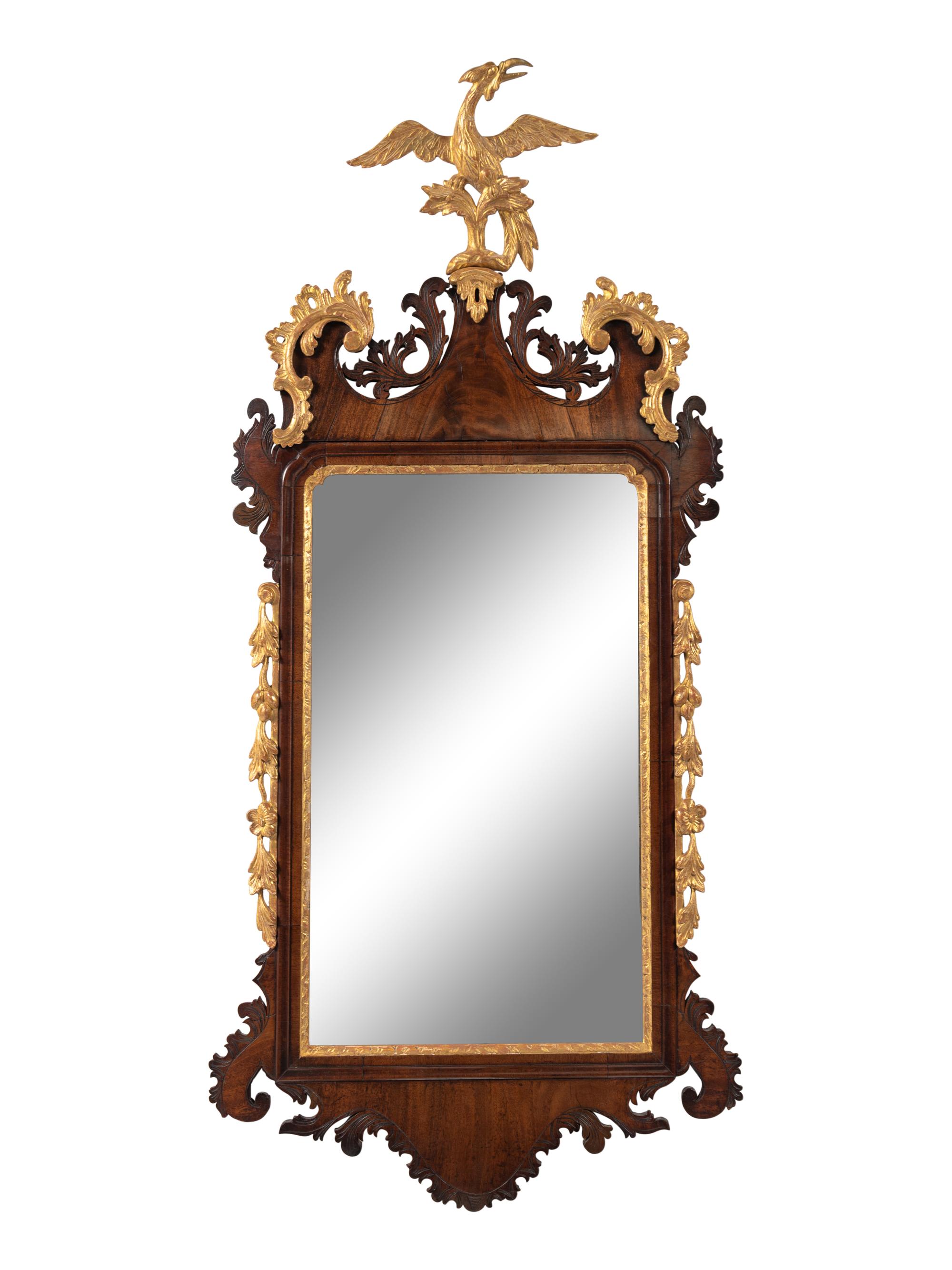 A George III Mahogany and Parcel Gilt Mirror