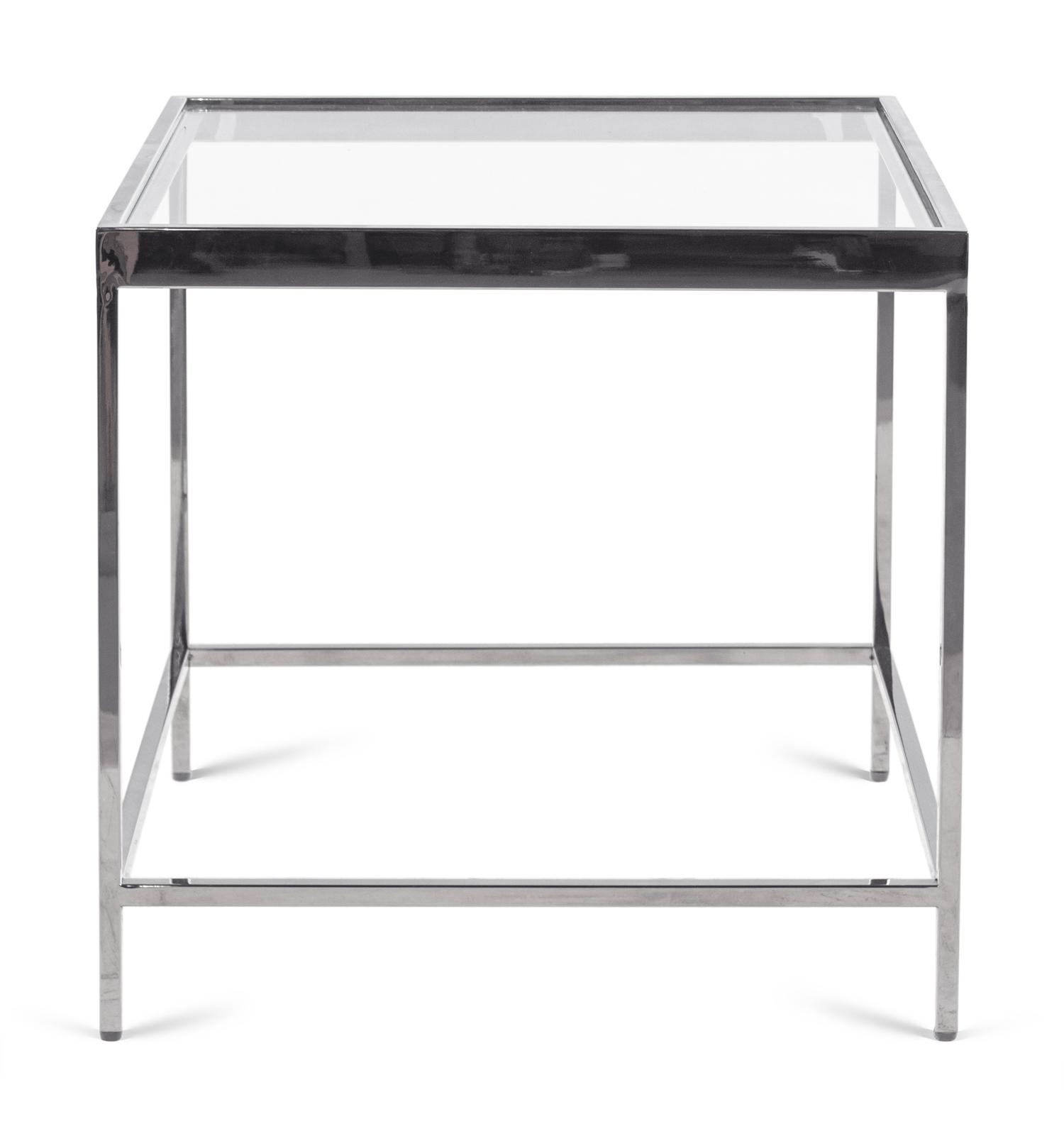 A Chrome-Finished Glass-Top Side Table