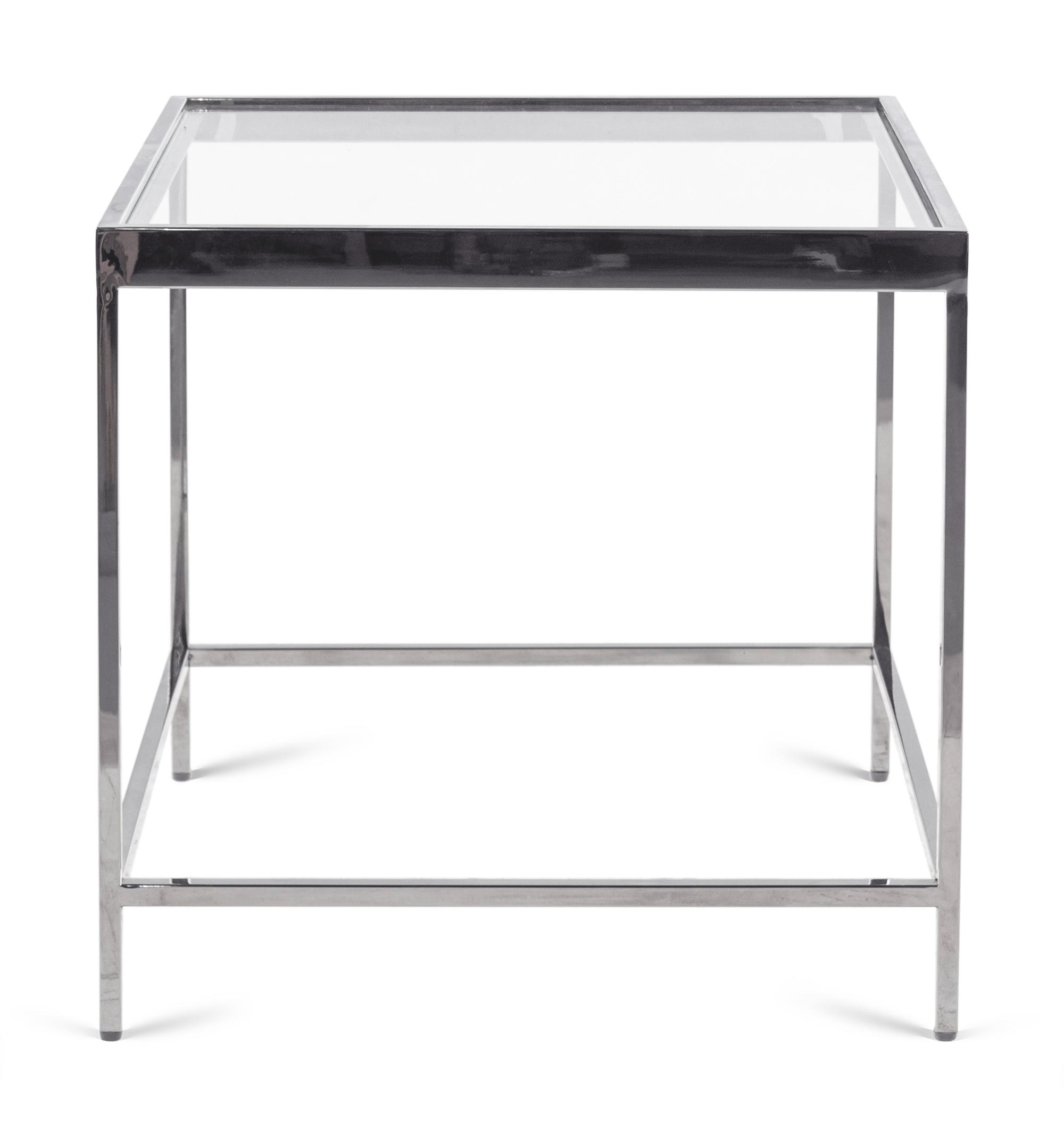 A Chrome-Finished Glass-Top Side Table