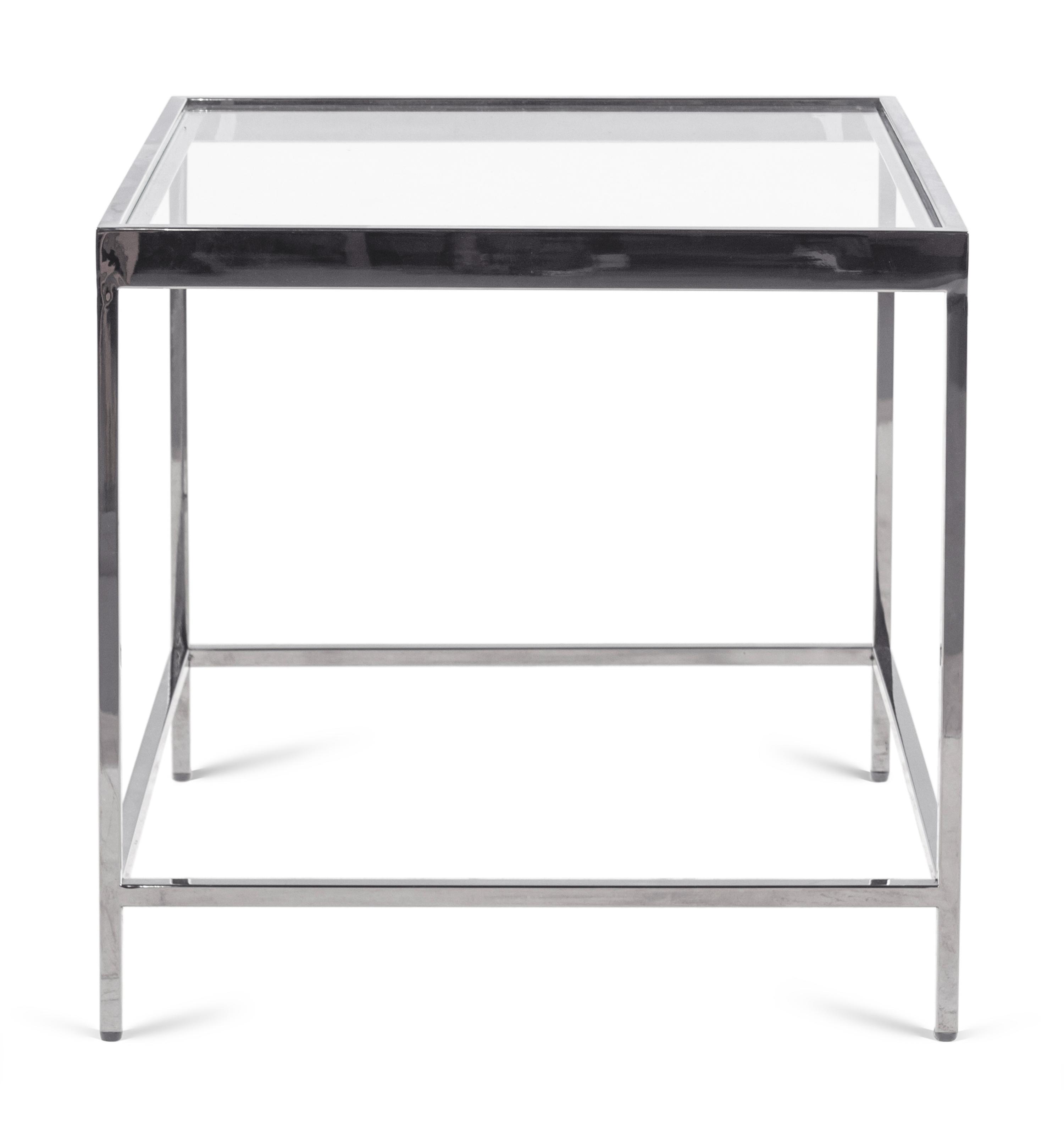 A Chrome-Finished Glass-Top Side Table