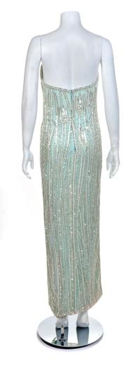 Bob Mackie Light Blue Beaded Gown, 1980-90s Size label: 8