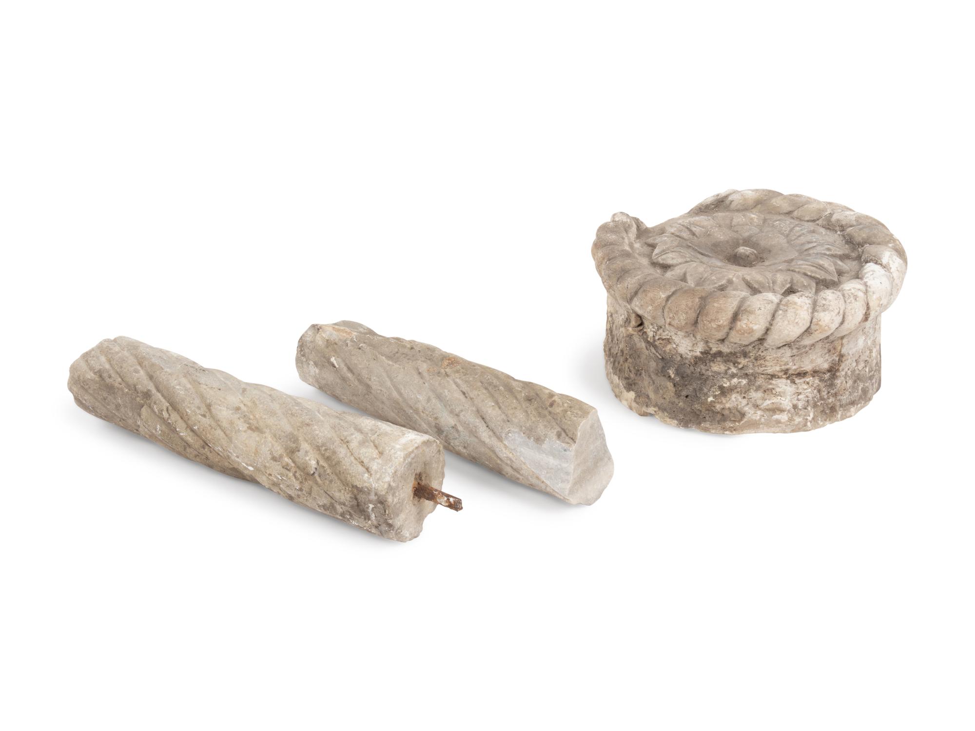 A Group of Three Italian Marble Column Fragments