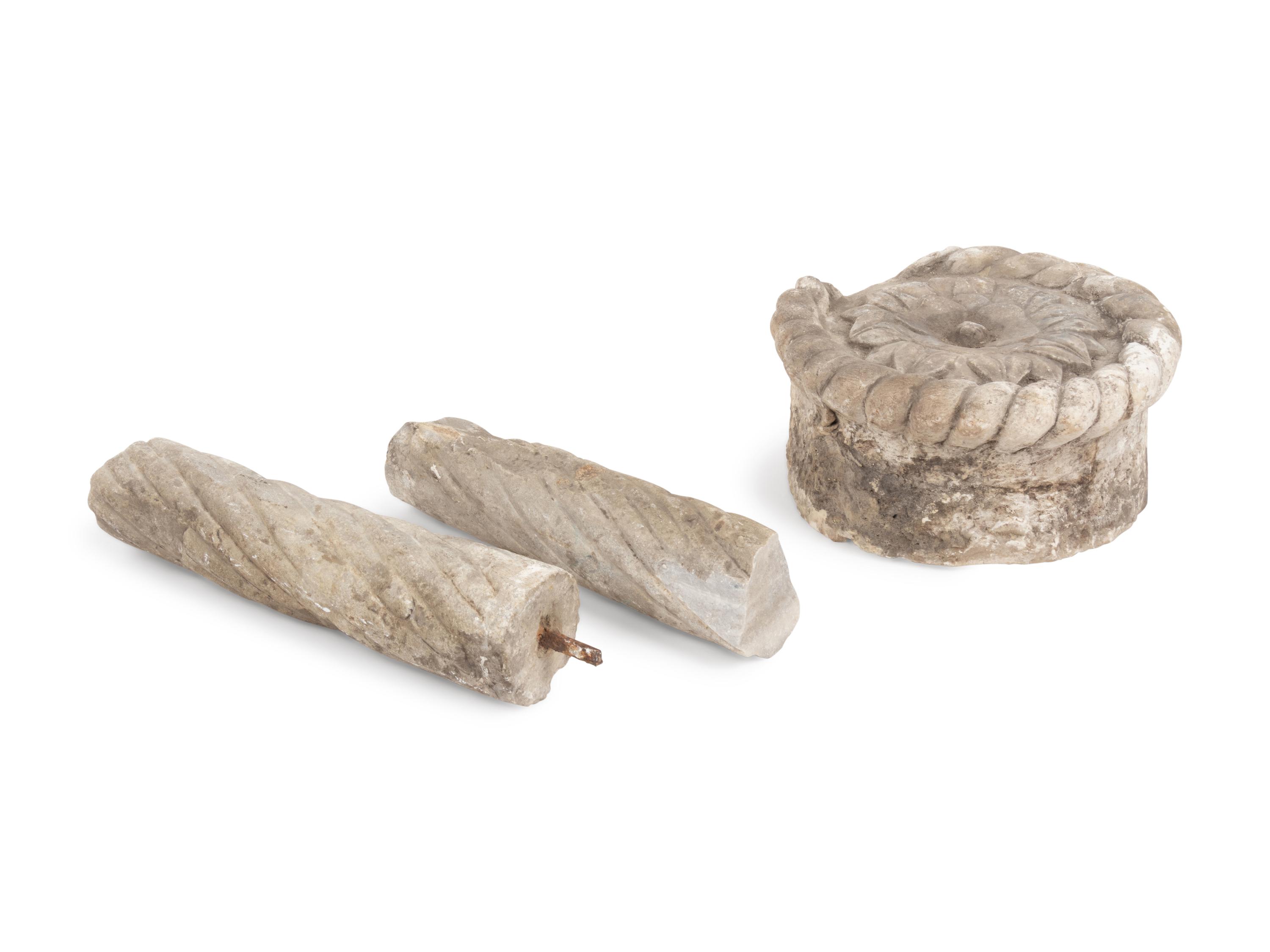 A Group of Three Italian Marble Column Fragments