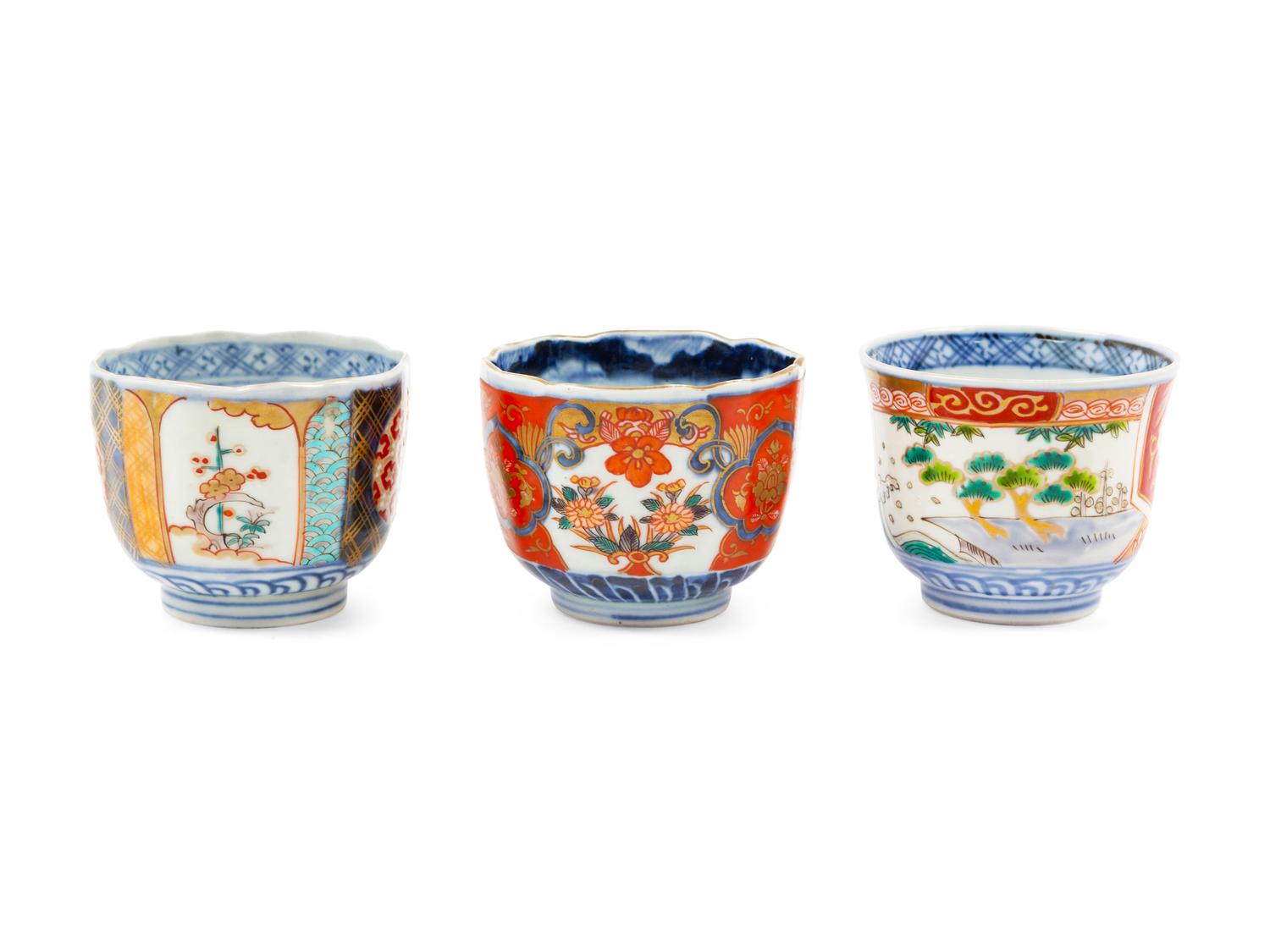 Eight Japanese Imari Porcelain Cups