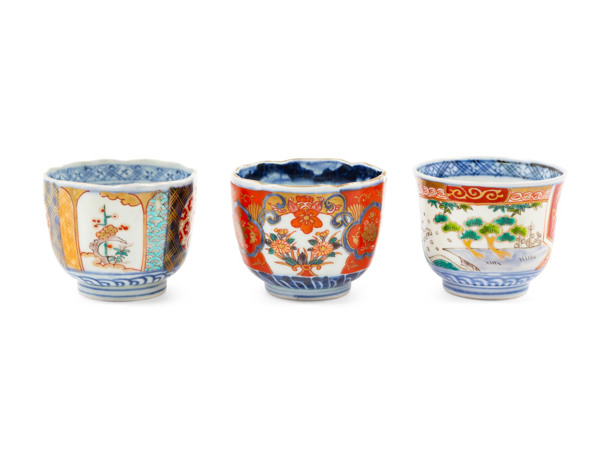 Eight Japanese Imari Porcelain Cups