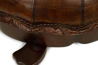A Carved Wood and Leather Turtle Foot Stool — LATE 20TH CENTURY