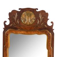 A Pair of Queen Anne Style Walnut and Parcel Gilt Mirrors