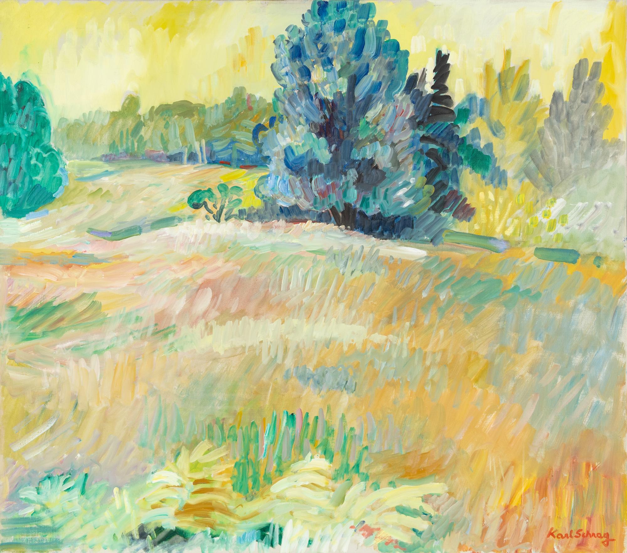 Meadow with Tree, Golden Haze