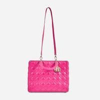 A Large Lady Dior Fuchsia Pink Leather Handbag Dior