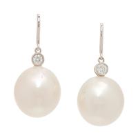 CULTURED SOUTH SEA PEARL AND DIAMOND EARRINGS