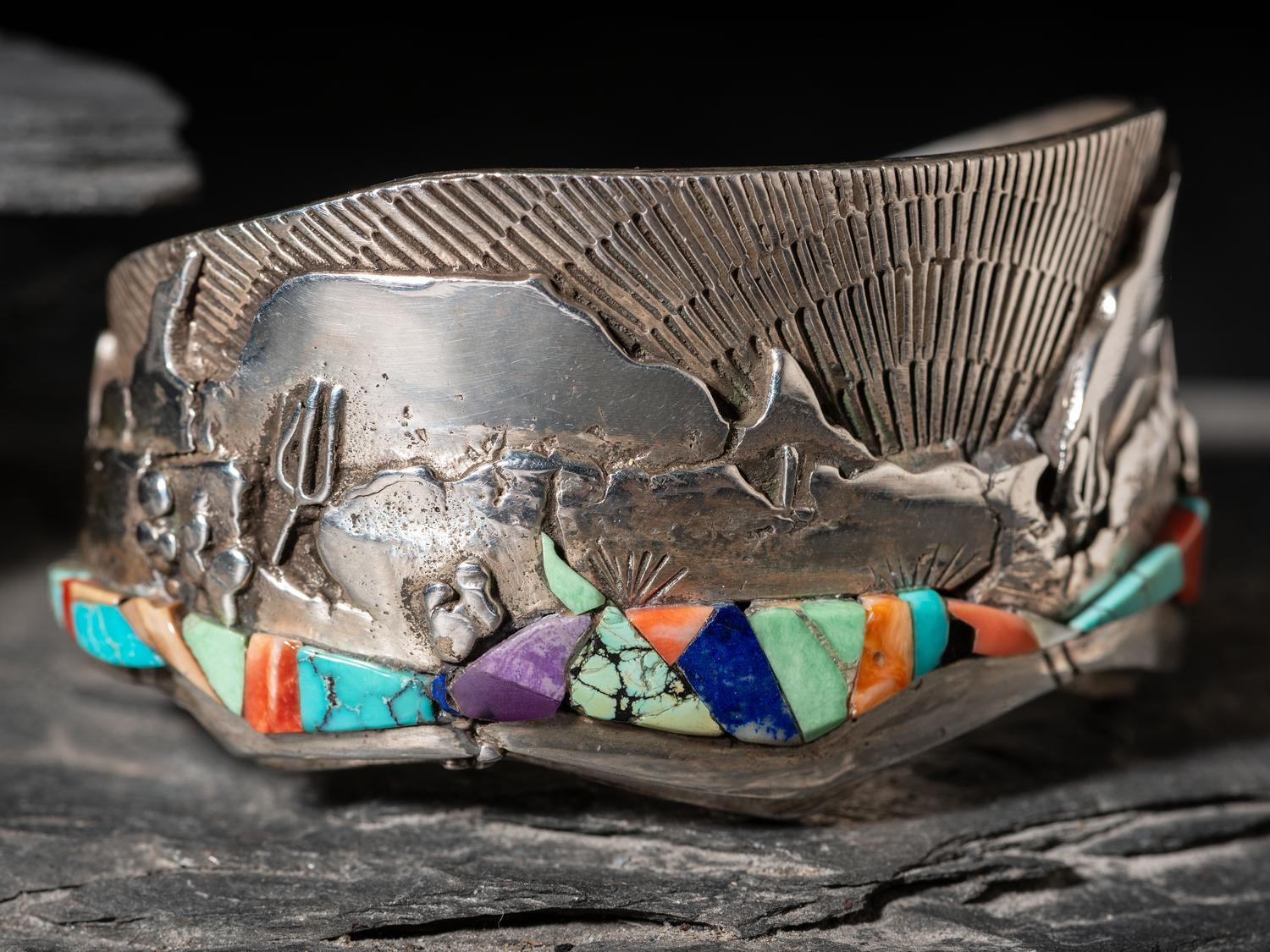 Matching Silver Cuff Bracelet and Belt Buckle