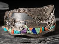 Matching Silver Cuff Bracelet and Belt Buckle