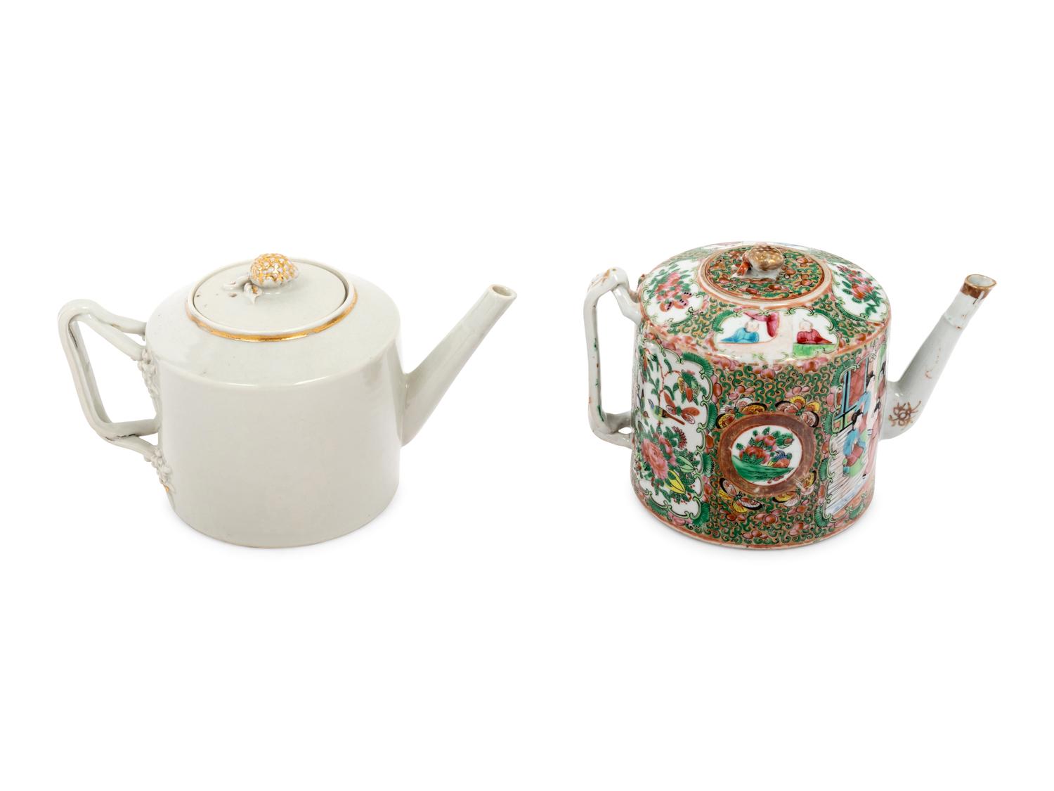 Two Chinese Export Porcelain Teapots