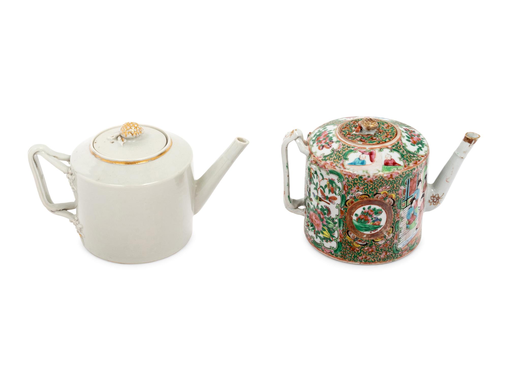 Two Chinese Export Porcelain Teapots