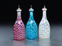 Three Seaweed or Coral Reef Barber's Bottles