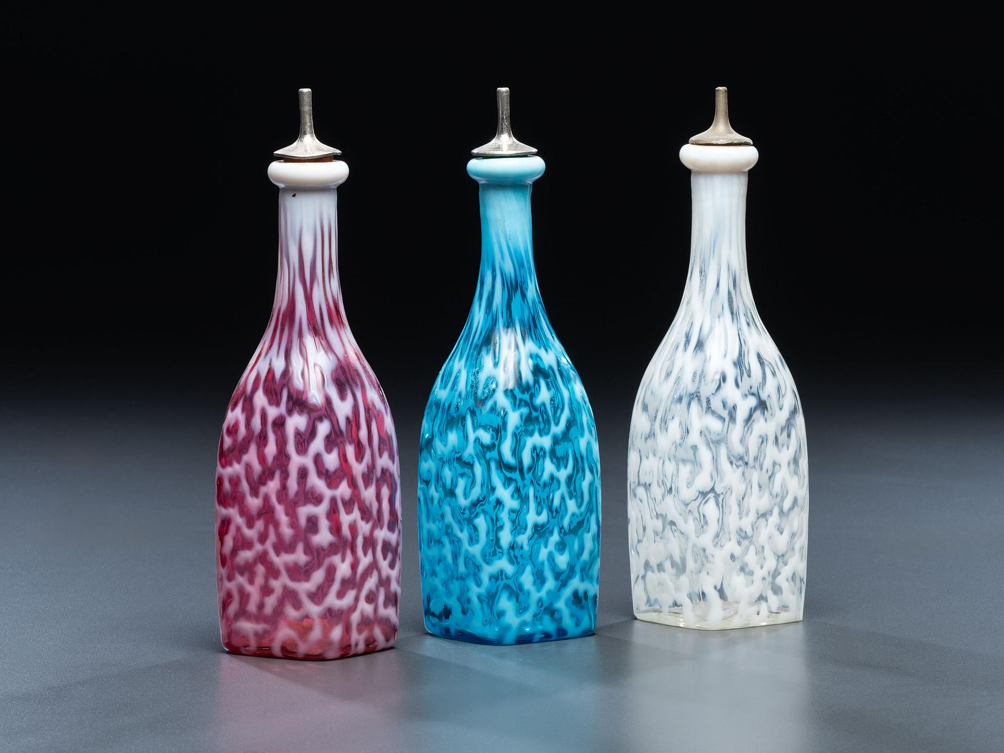 Three Seaweed or Coral Reef Barber's Bottles