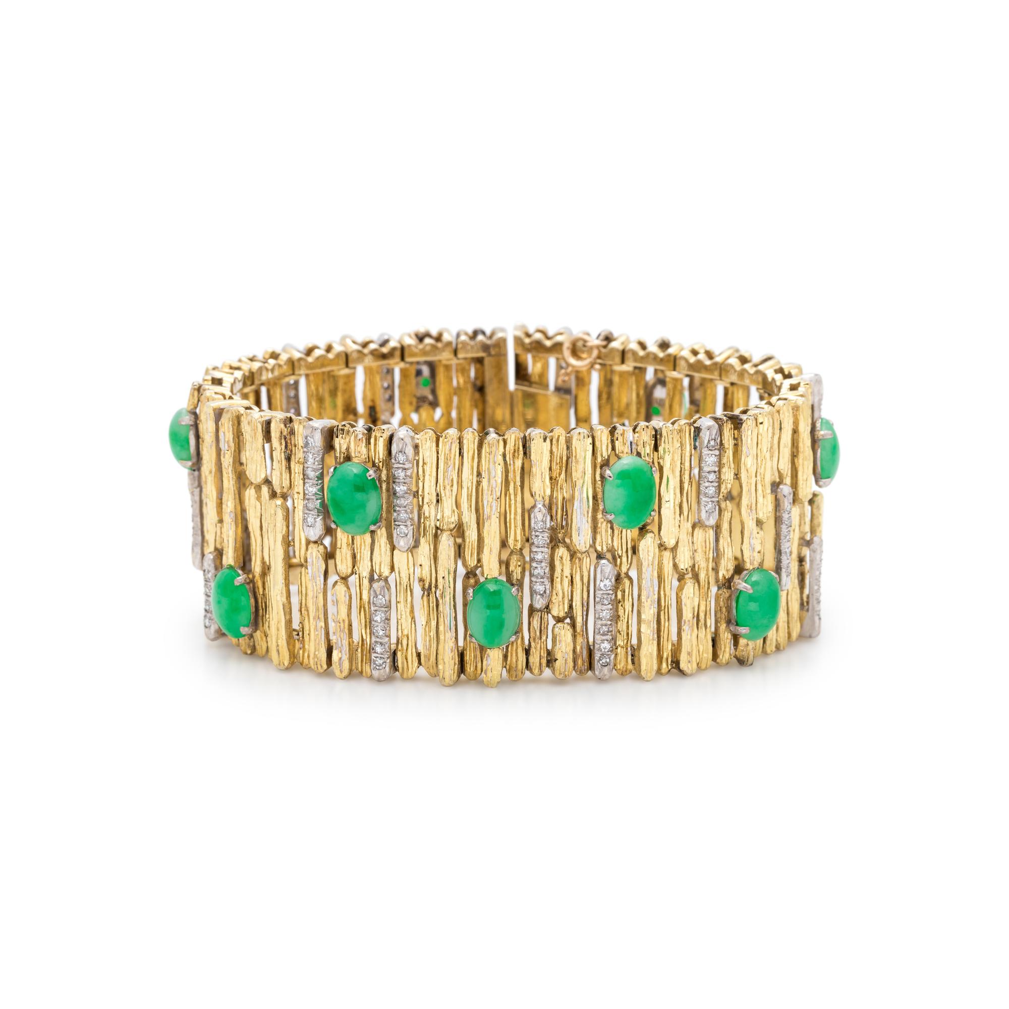 YELLOW GOLD, DIAMOND AND JADE BRACELET