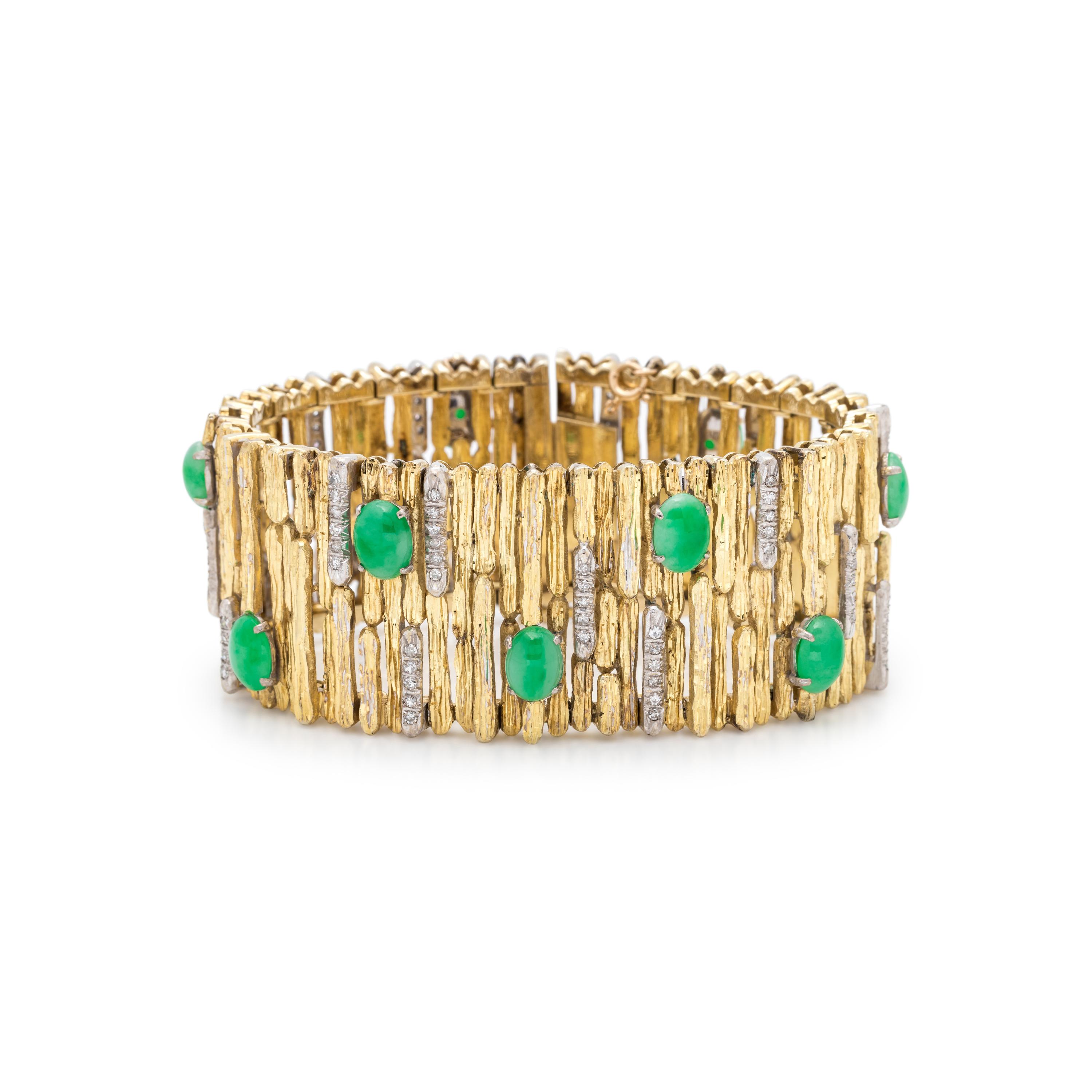 YELLOW GOLD, DIAMOND AND JADE BRACELET