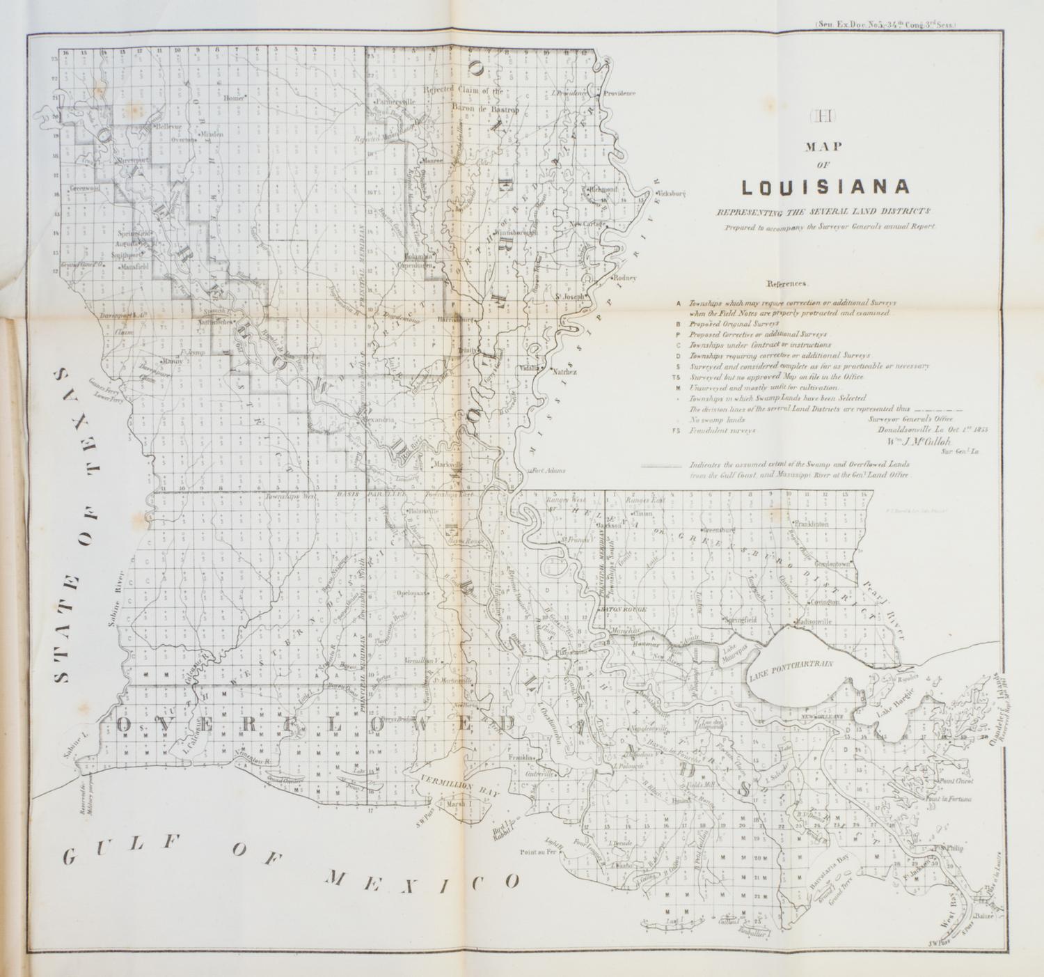 (MAPS, U.S. GOVERNMENT) WINTHROP, ROBERT C. Message from the President. Part III. Washington, 1856. Signed by Winthrop.