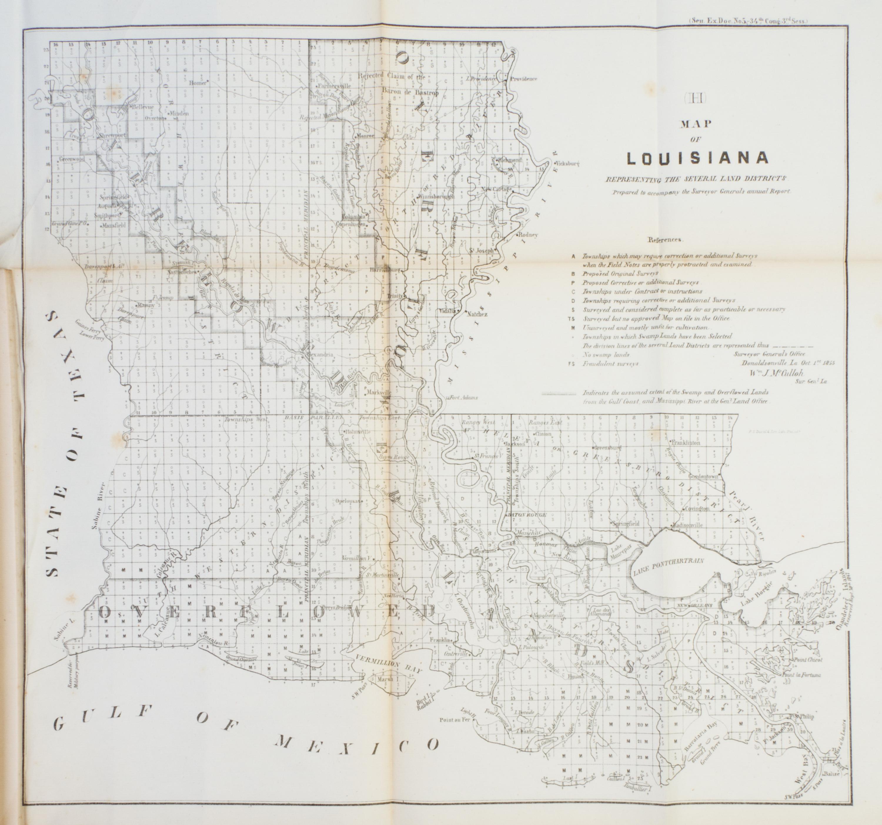 (MAPS, U.S. GOVERNMENT) WINTHROP, ROBERT C. Message from the President. Part III. Washington, 1856. Signed by Winthrop.