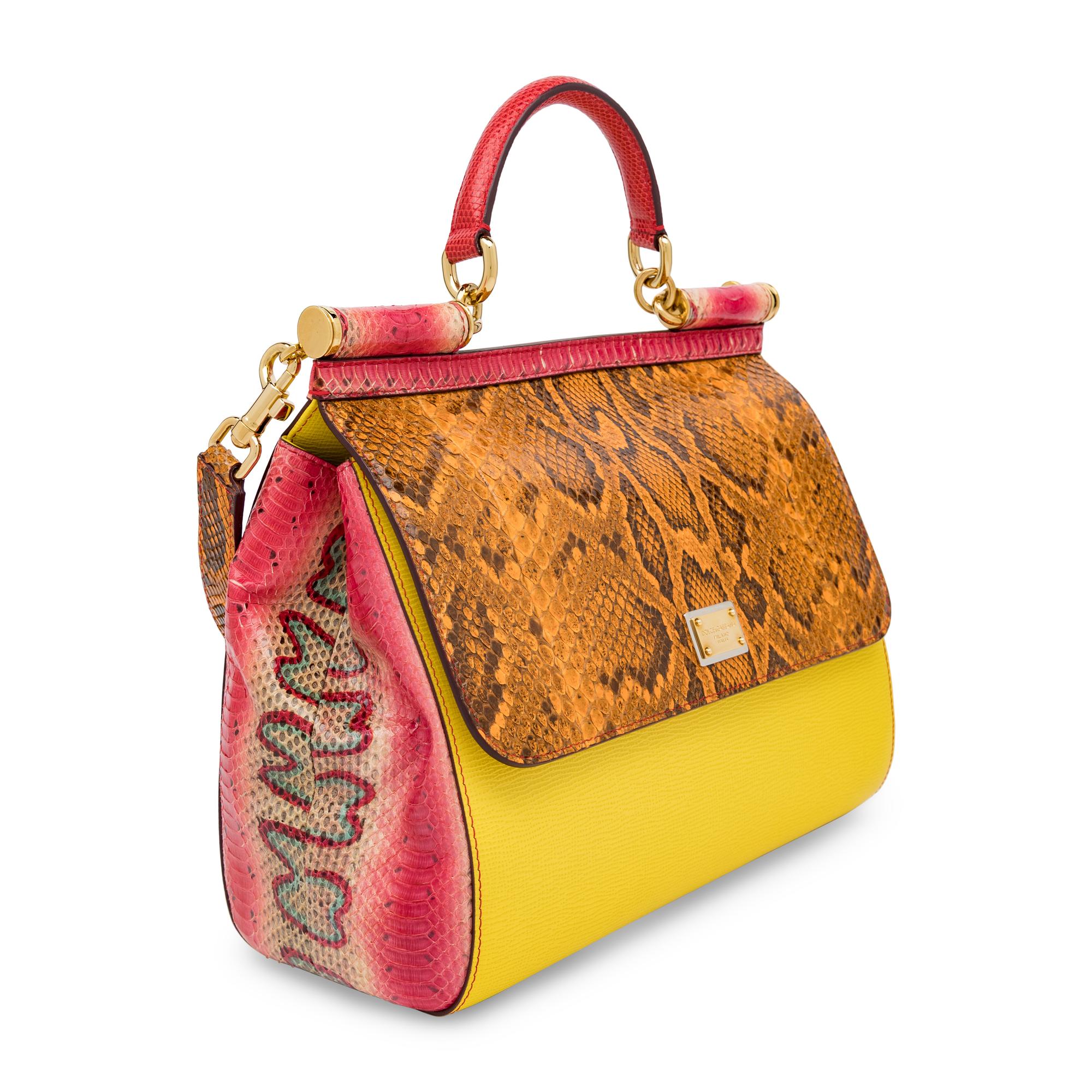 Dolce & Gabbana, Large Sicily Bag in Python & Leather