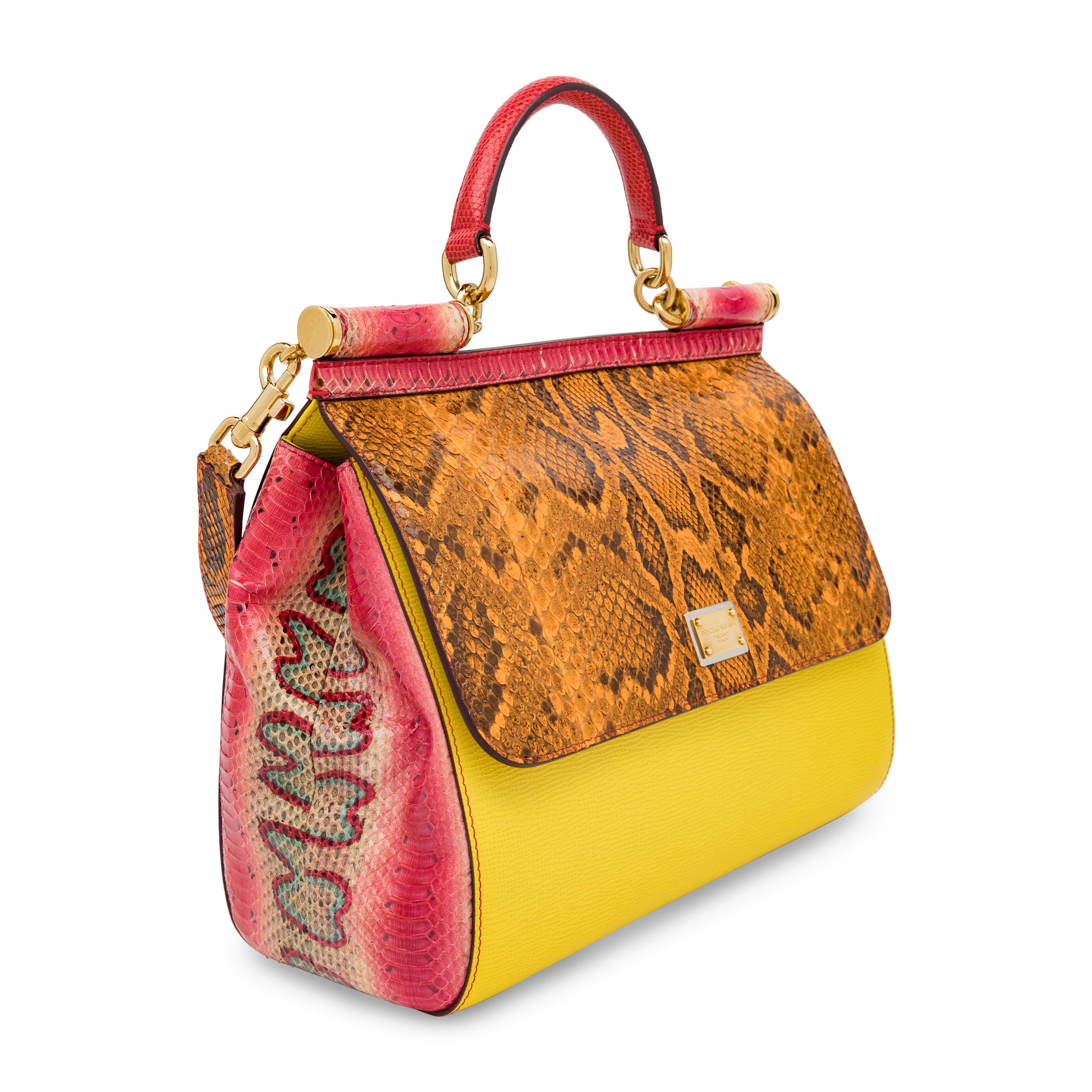 Dolce & Gabbana, Large Sicily Bag in Python & Leather
