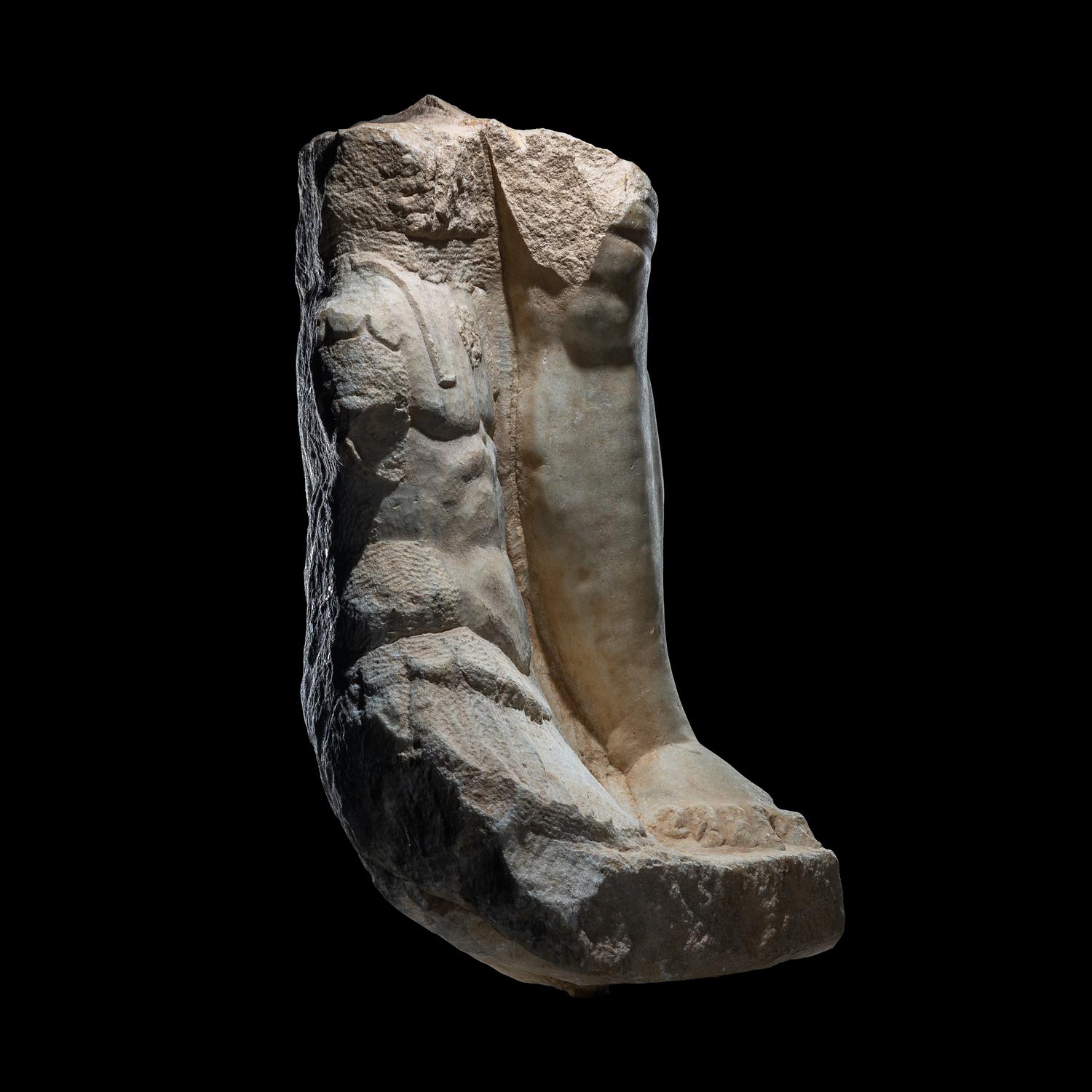 A Roman Marble Fragment from a Monumental Statue of the God Mars
