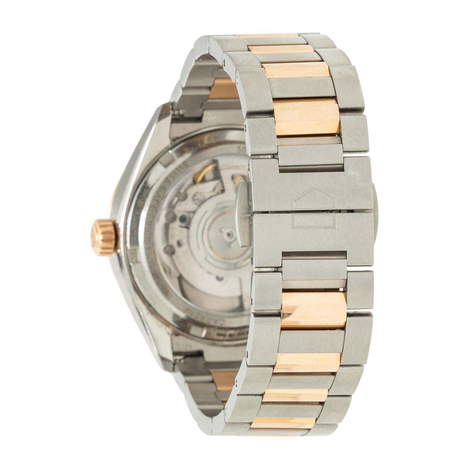 TAG HEUER, REF. WBN2351 'CARRERA' STAINLESS STEEL AND 18K ROSE GOLD DATE WATCH WITH DIAMONDS AND MOTHER-OF-PEARL DIAL