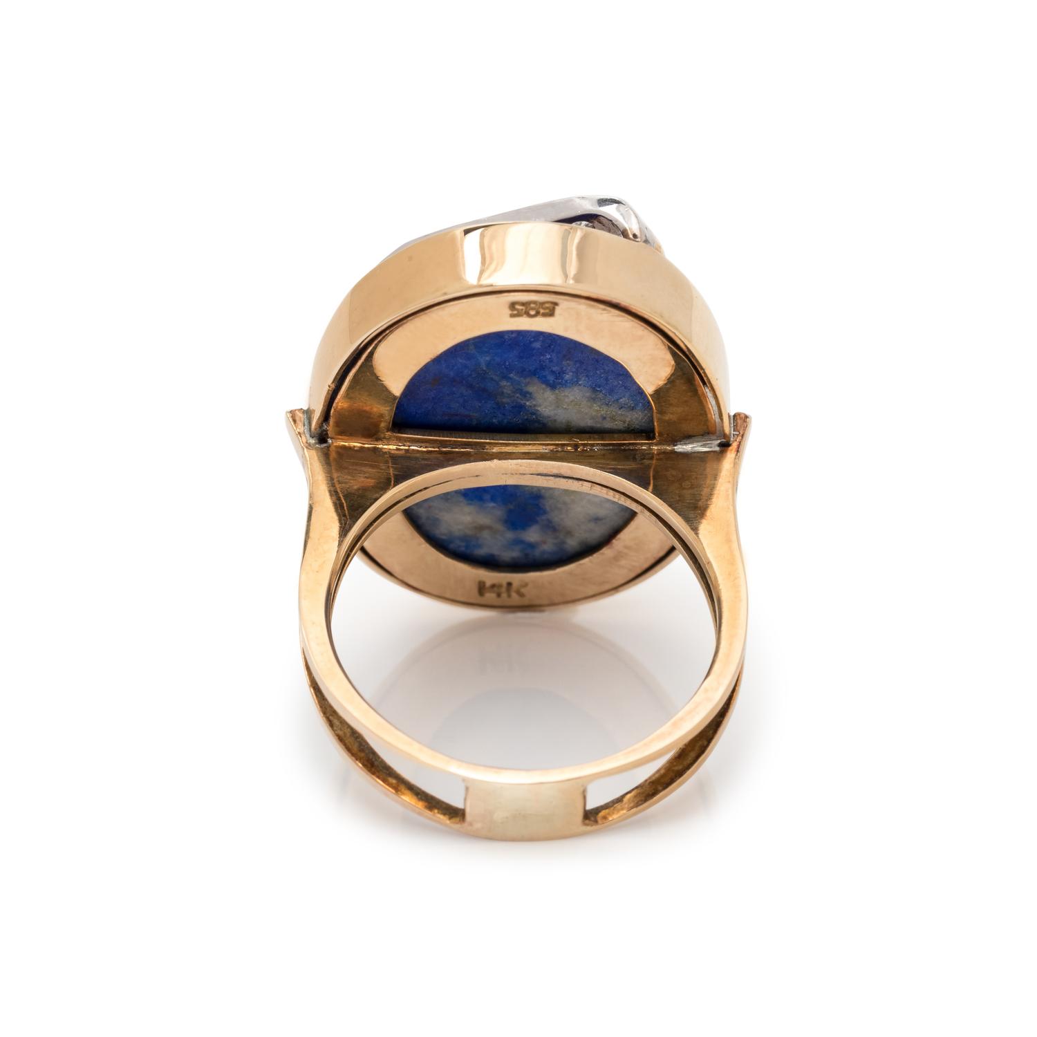 OPAL, DIAMOND AND LAPIS LAZULI RING