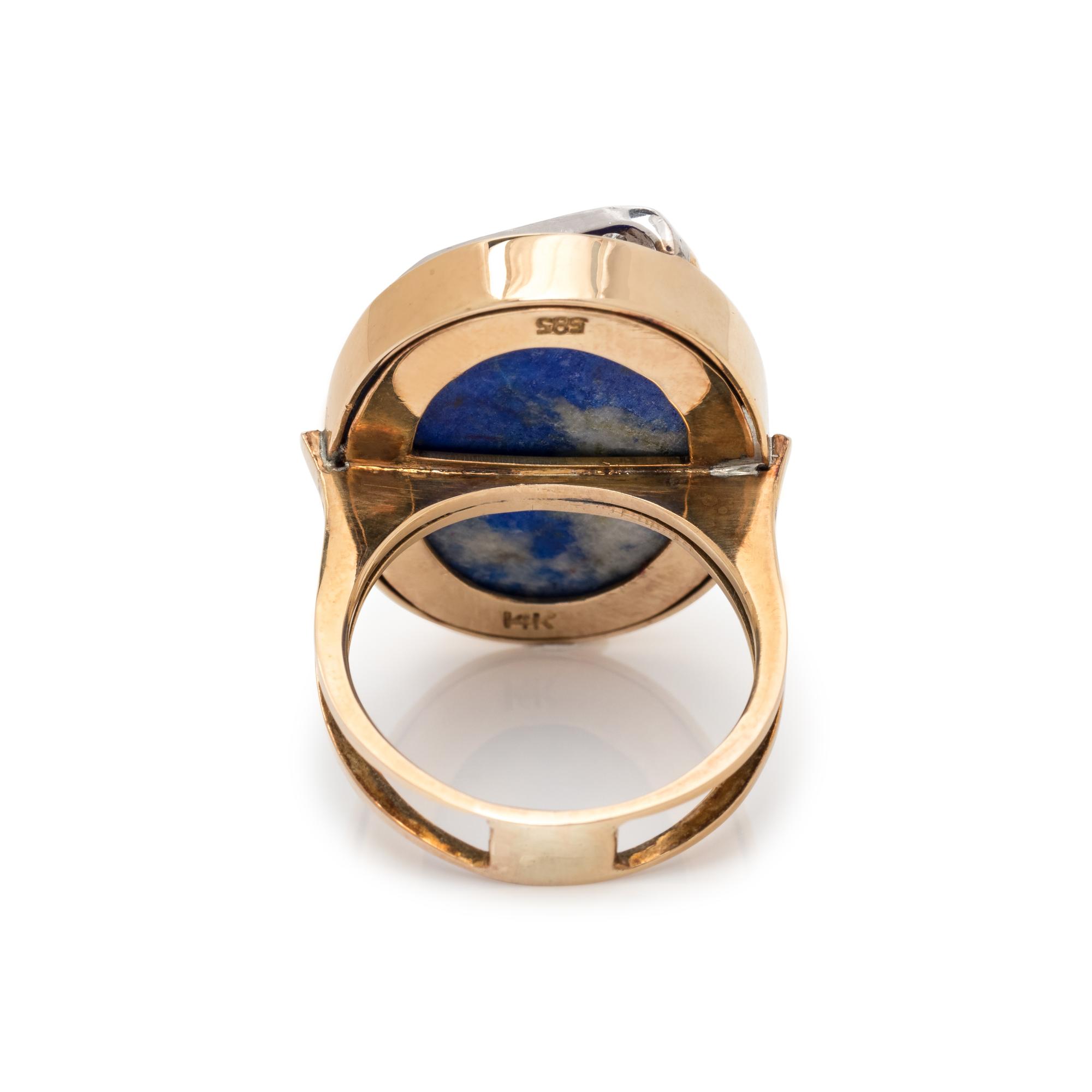 OPAL, DIAMOND AND LAPIS LAZULI RING