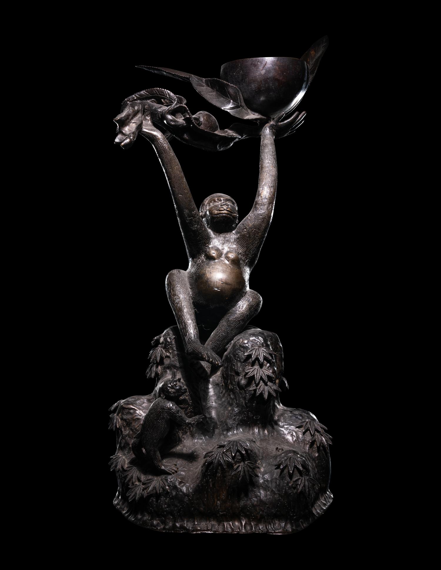 Two Japanese Bronze Figural Groups