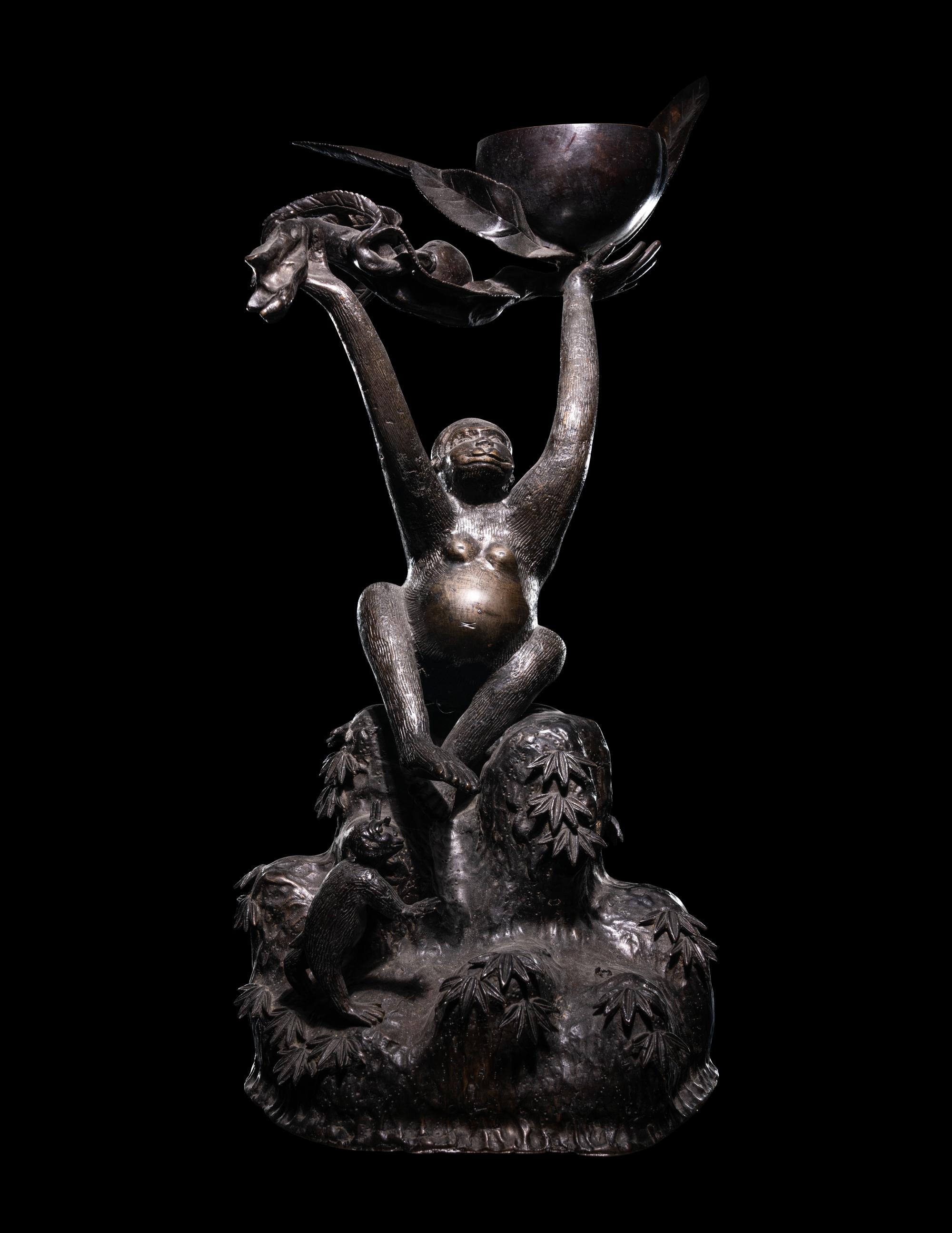 Two Japanese Bronze Figural Groups