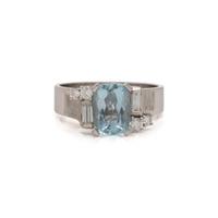 AQUAMARINE AND DIAMOND RING