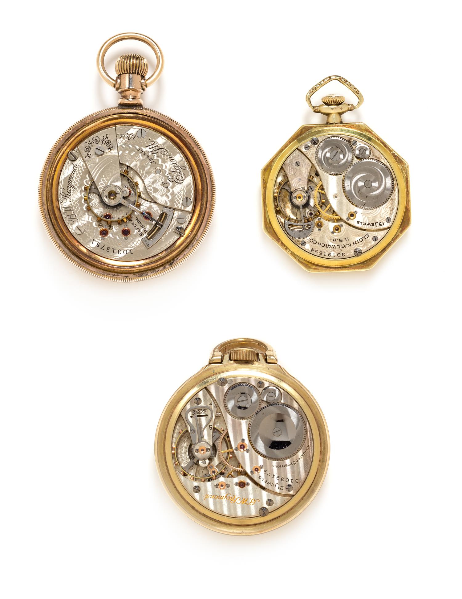 A Collection of Gold Filled Open Face Pocket Watches, Elgin, Circa 1904 and 1928, 185.60 dwts.