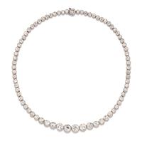 A Platinum and Diamond Riviere Necklace, 25.40 dwts.