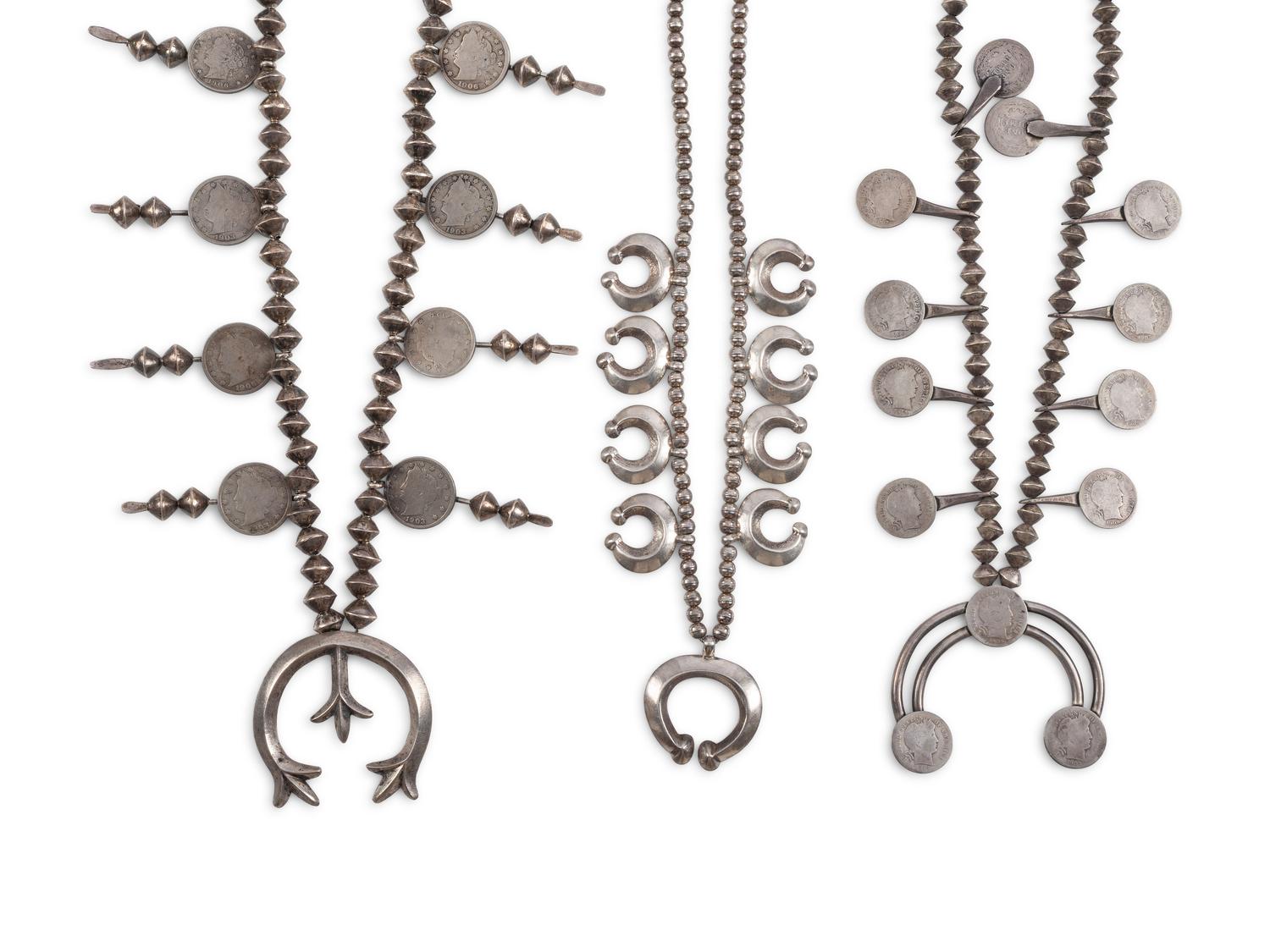 Group of Navajo Squash Blossom Necklaces