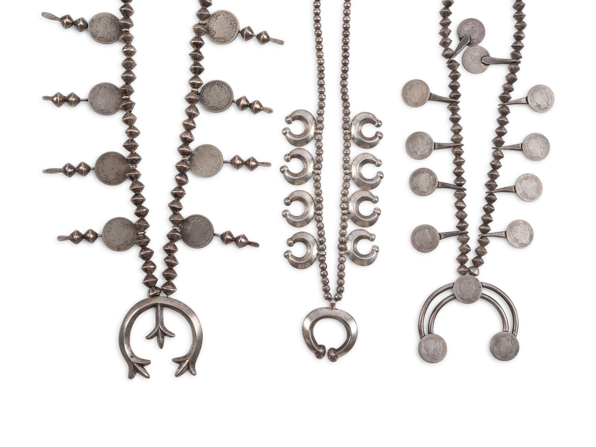 Group of Navajo Squash Blossom Necklaces