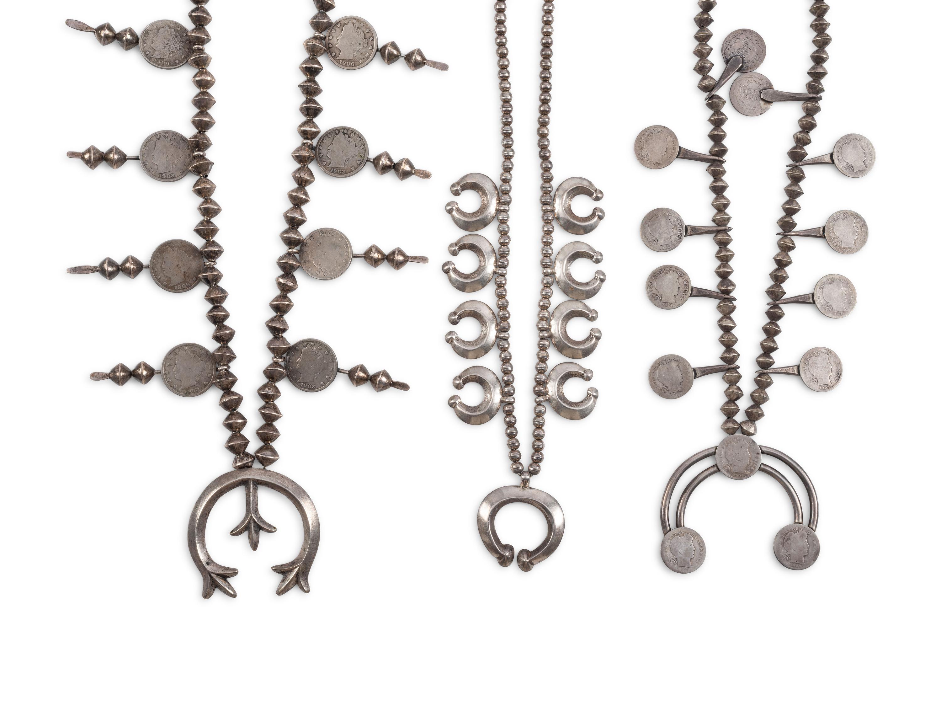 Group of Navajo Squash Blossom Necklaces