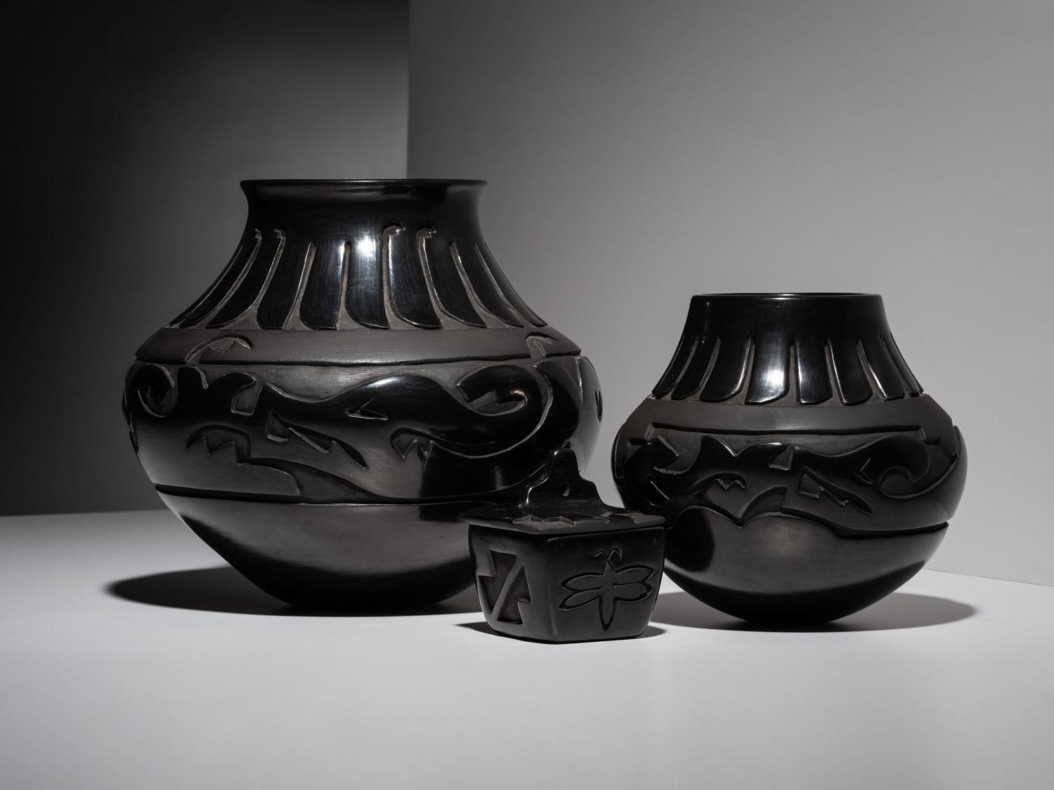 Carved Blackware Pottery